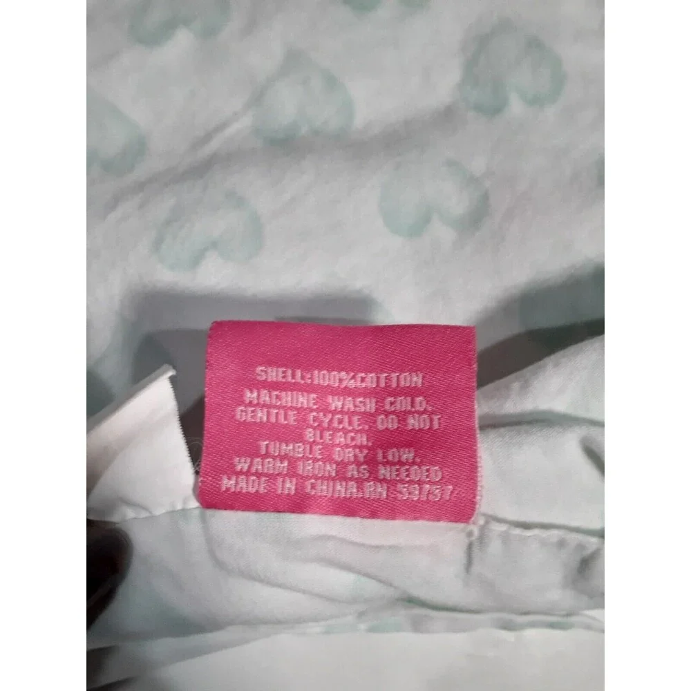 Isaac Mizrahi Flat Sheet Full Size, Green Heart,Preowned EUC, Pillowcase